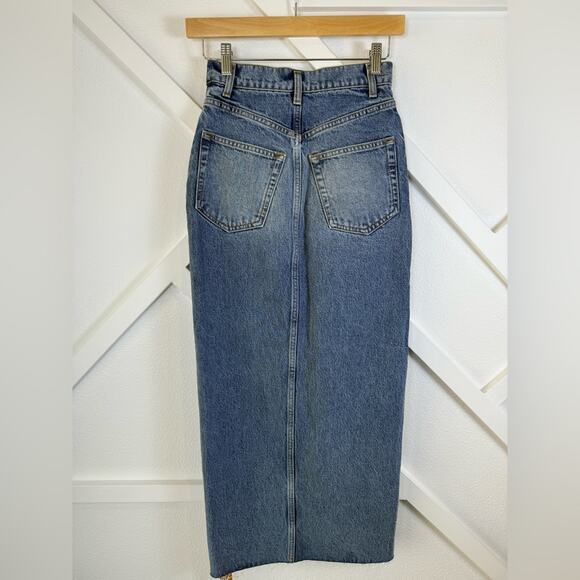 NWT Reformation Nila Long Midi Denim Skirt In Galway Wash Size 23 - Picture 6 of 11